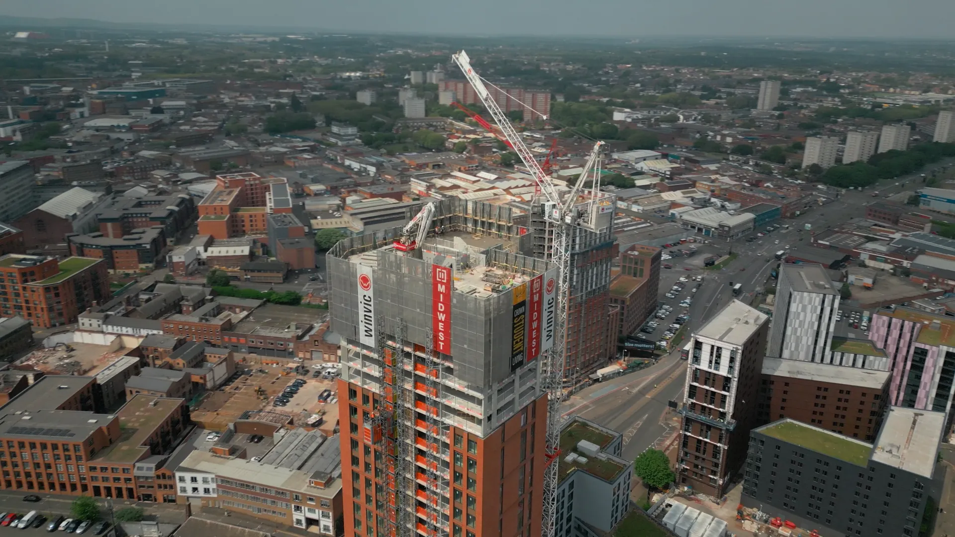 Aerial view of Midwest Construction site
